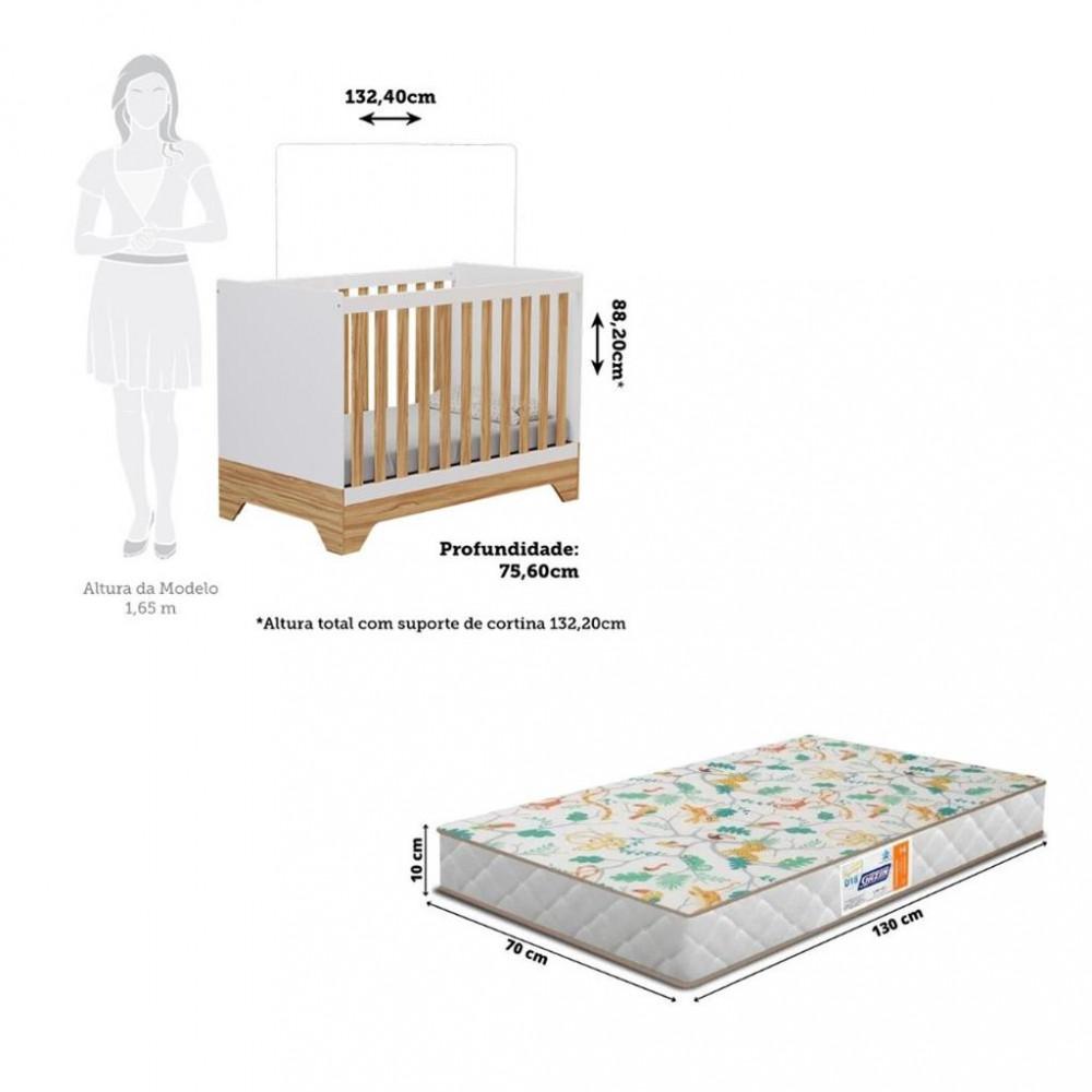 Berço Mini Cama 3 em 1 MDF Popy Retrô Móveis Peroba com Colchão Gazin - 3