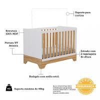 Berço Mini Cama 3 em 1 MDF Popy Retrô Móveis Peroba com Colchão Gazin - 5