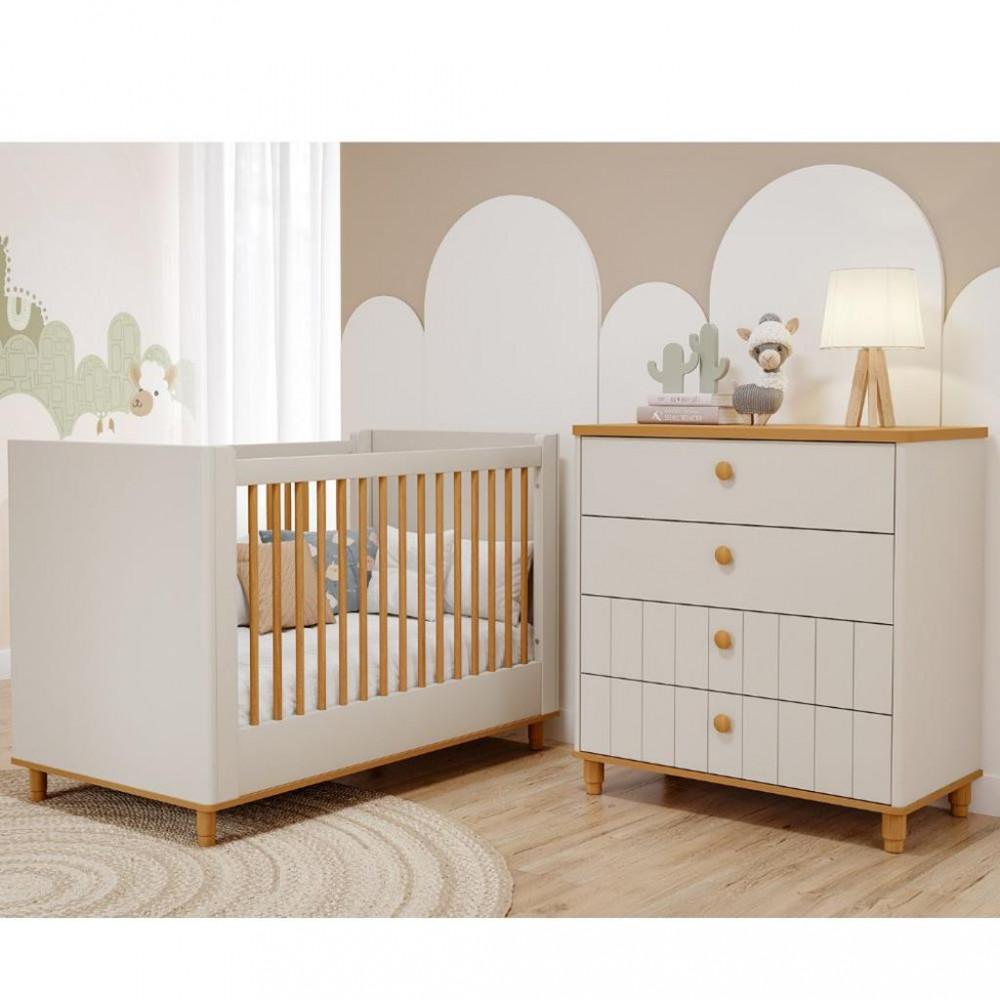 Quarto de Bebê Completo Berço e Cômoda 4 Gavetas 100 MDF Lívia Permobili - 1