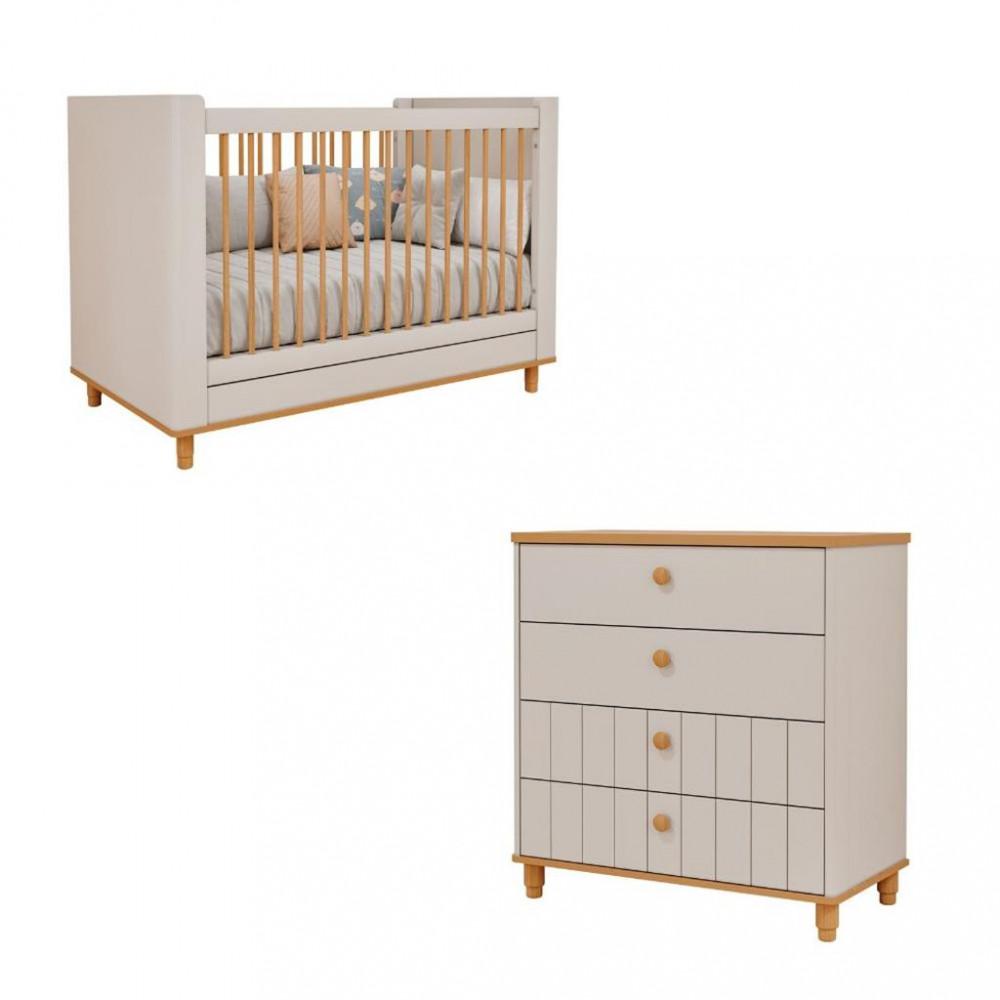 Quarto de Bebê Completo Berço e Cômoda 4 Gavetas 100 MDF Lívia Permobili - 2