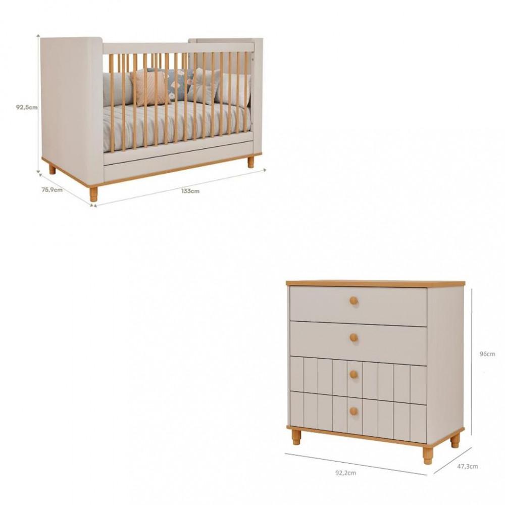 Quarto de Bebê Completo Berço e Cômoda 4 Gavetas 100 MDF Lívia Permobili - 3