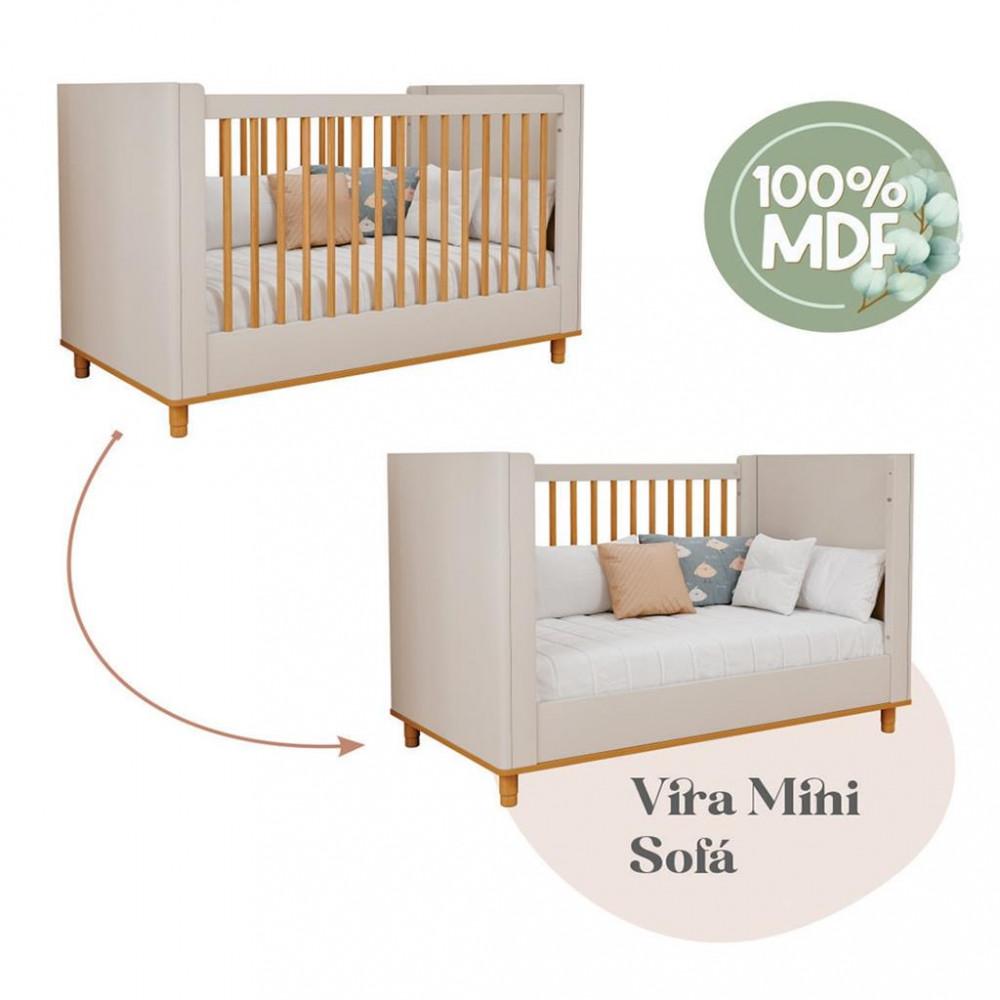 Quarto de Bebê Completo Berço e Cômoda 4 Gavetas 100 MDF Lívia Permobili - 4
