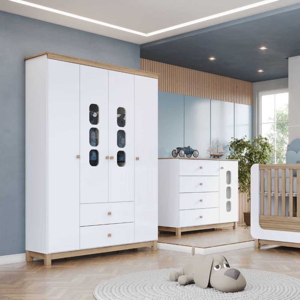 Quarto de Bebê Com Guarda Roupa e Cômoda Aconchego Henn - 1
