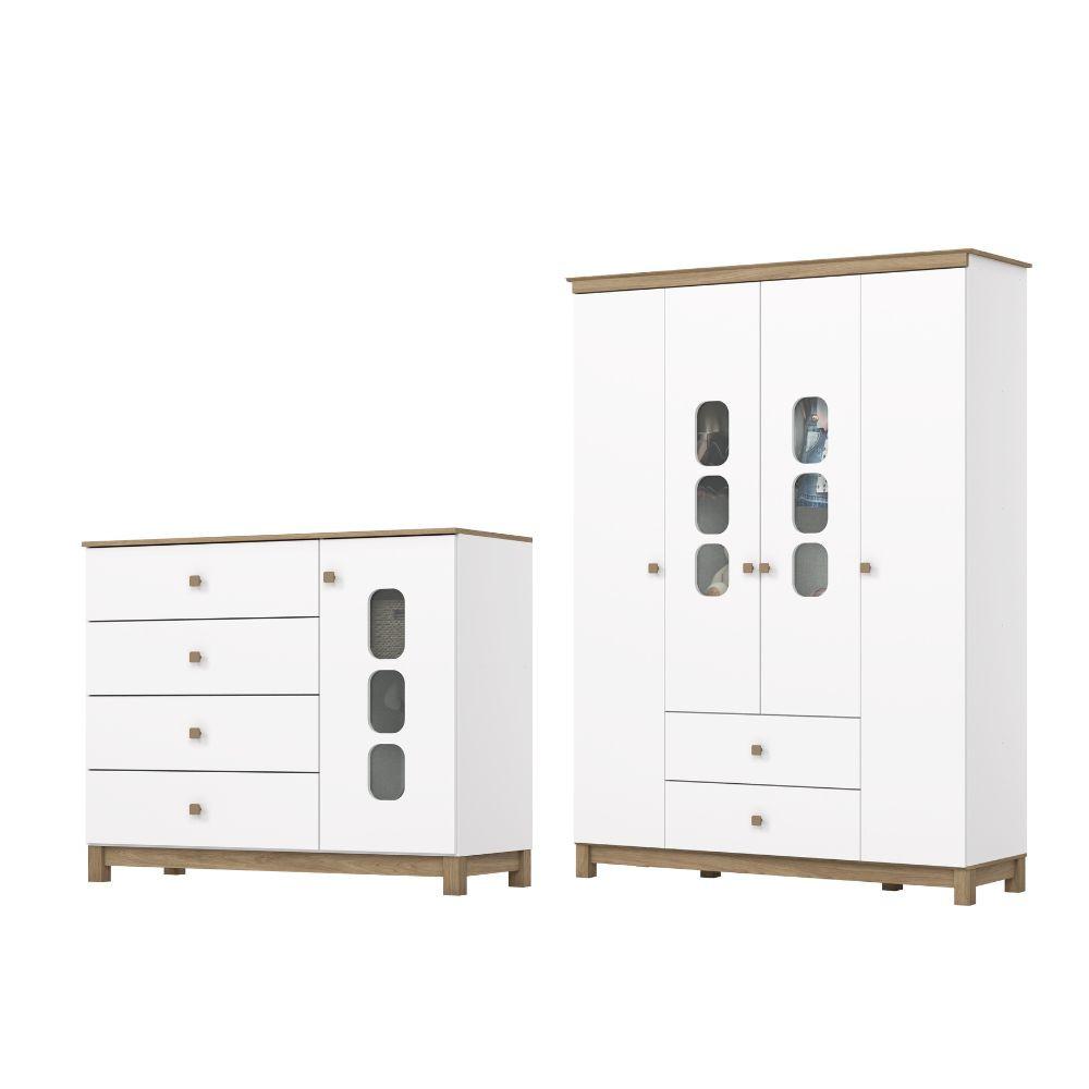 Quarto de Bebê Com Guarda Roupa e Cômoda Aconchego Henn - 2