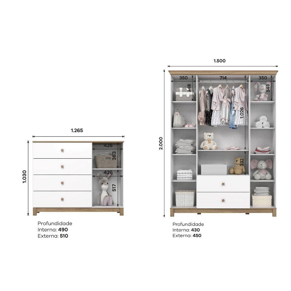 Quarto de Bebê Com Guarda Roupa e Cômoda Aconchego Henn - 3