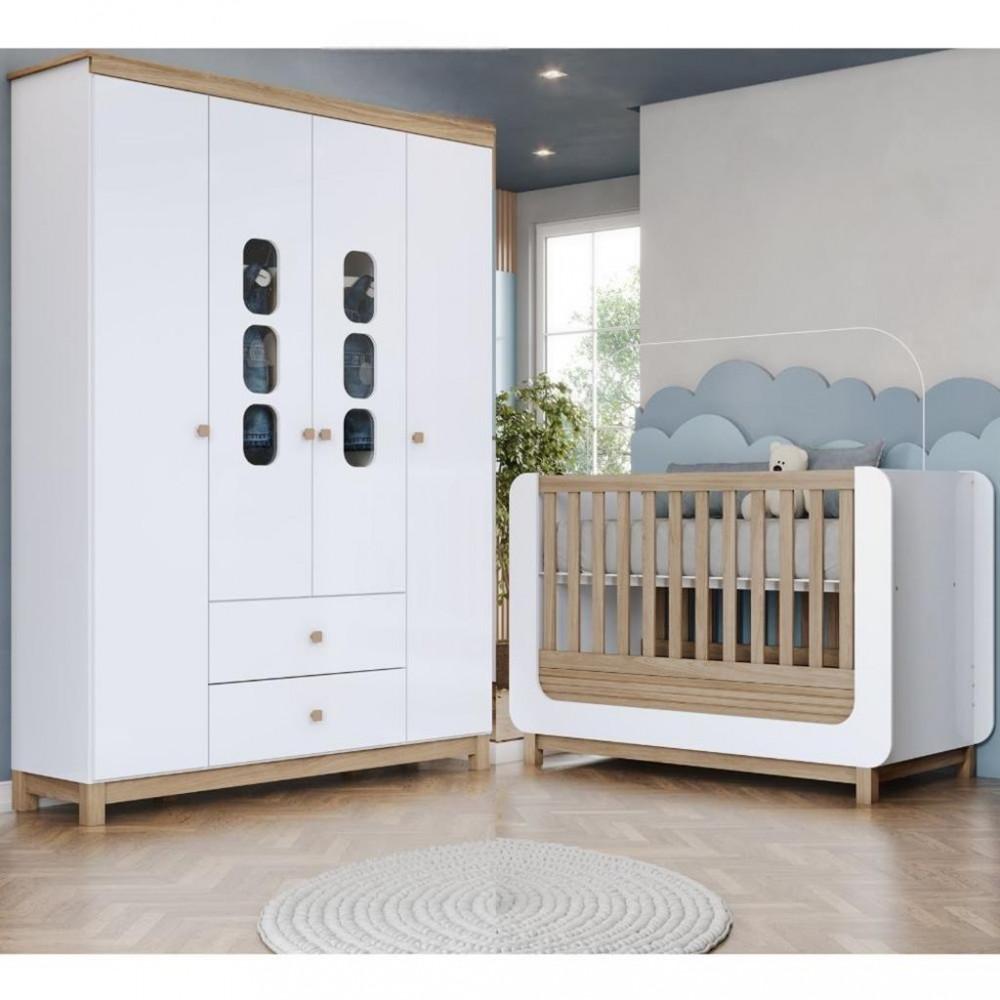 Quarto de Bebê com Guarda Roupa e Berço Aconchego Henn - 1