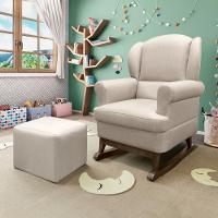 Poltrona de Amamentação Sabrina Canoa com Pés de Madeira e Puff Phoenix Baby - 1