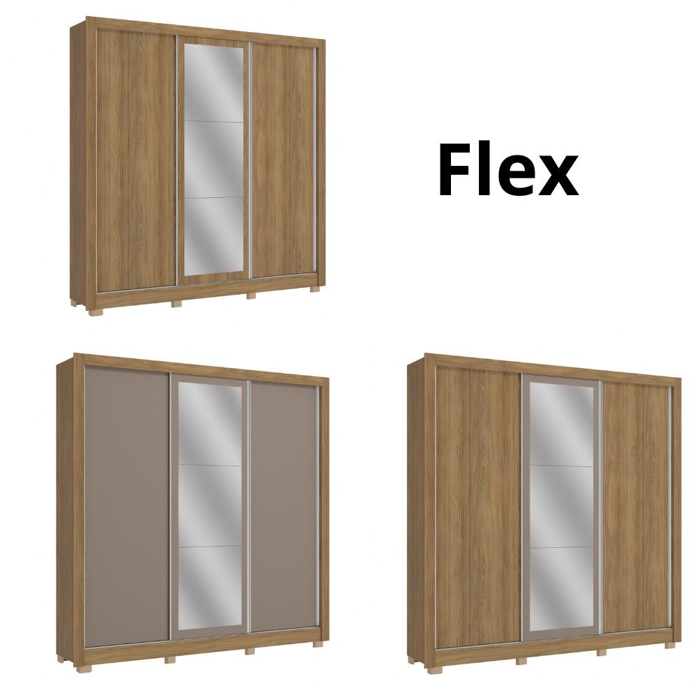 Guarda Roupa Casal com Espelho e Pés 3 Portas de Correr CB07M570 Kappesberg - 2