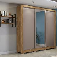 Guarda Roupa Casal com Espelho e Pés 3 Portas de Correr CB07M570 Kappesberg - 1