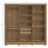 Guarda Roupa Casal com Espelho e Pés 3 Portas de Correr CB07M570 Kappesberg - 4