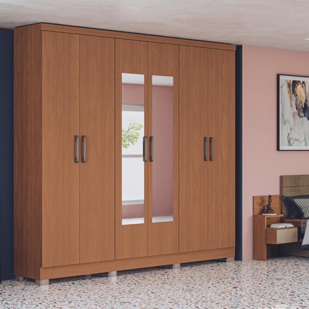Guarda Roupa Casal com Espelho e Pés 6 Portas CBJ559 Kappesberg - 1