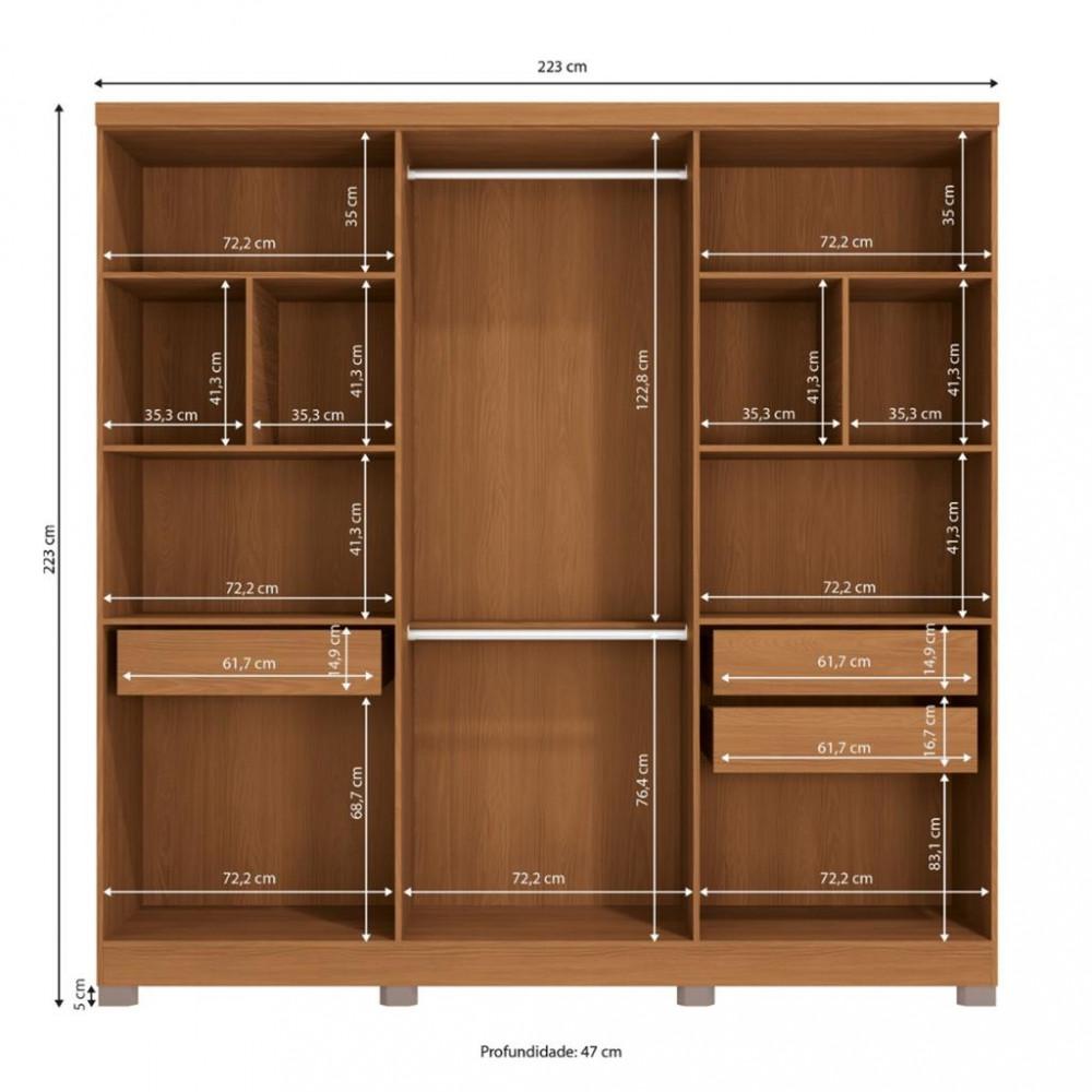 Guarda Roupa Casal com Espelho e Pés 6 Portas CBJ559 Kappesberg - 4