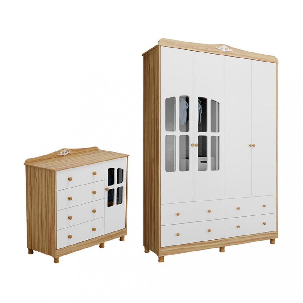 Quarto Infantil com Guarda Roupa e Cômoda com Janelas 100 MDF Elô New Móveis Peroba - 2