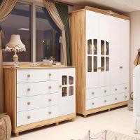 Quarto Infantil com Guarda Roupa e Cômoda com Janelas 100 MDF Elô New Móveis Peroba - 1