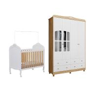 Quarto de Bebê Completo com Berço Mini Cama  e Guarda Roupa 100 MDF com Janela Elô New Móveis Peroba - 2