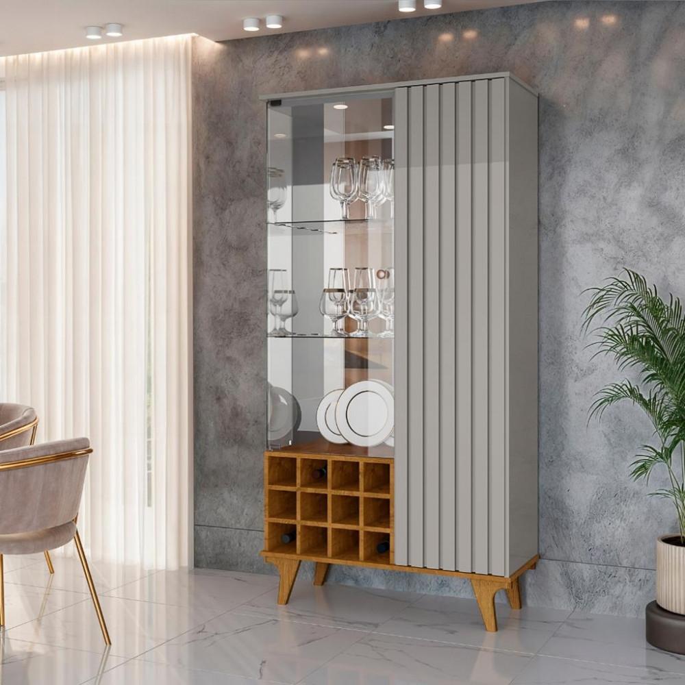 Cristaleira Ripada Com LED e Espelhos 2 Portas Elba Bechara - 1