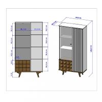 Cristaleira Ripada Com LED e Espelhos 2 Portas Elba Bechara - 4