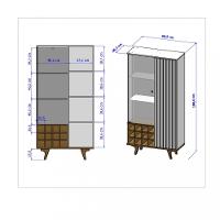 Cristaleira Ripada Com LED e Espelhos 2 Portas Elba Bechara - 4