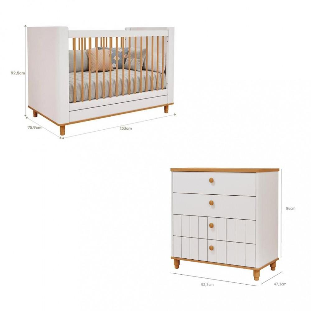 Quarto de Bebê Completo Berço e Cômoda 4 Gavetas 100 MDF Lívia Permobili - 3