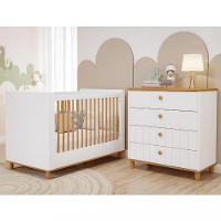 Quarto de Bebê Completo Berço e Cômoda 4 Gavetas 100 MDF Lívia Permobili - 1