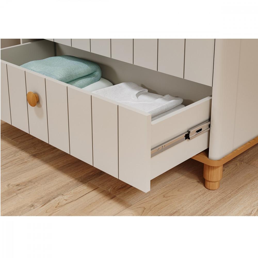 Quarto de Bebê Completo Berço Guarda Roupa 4 Portas e Cômoda 4 Gavetas 100 MDF Lívia Permobili - 4