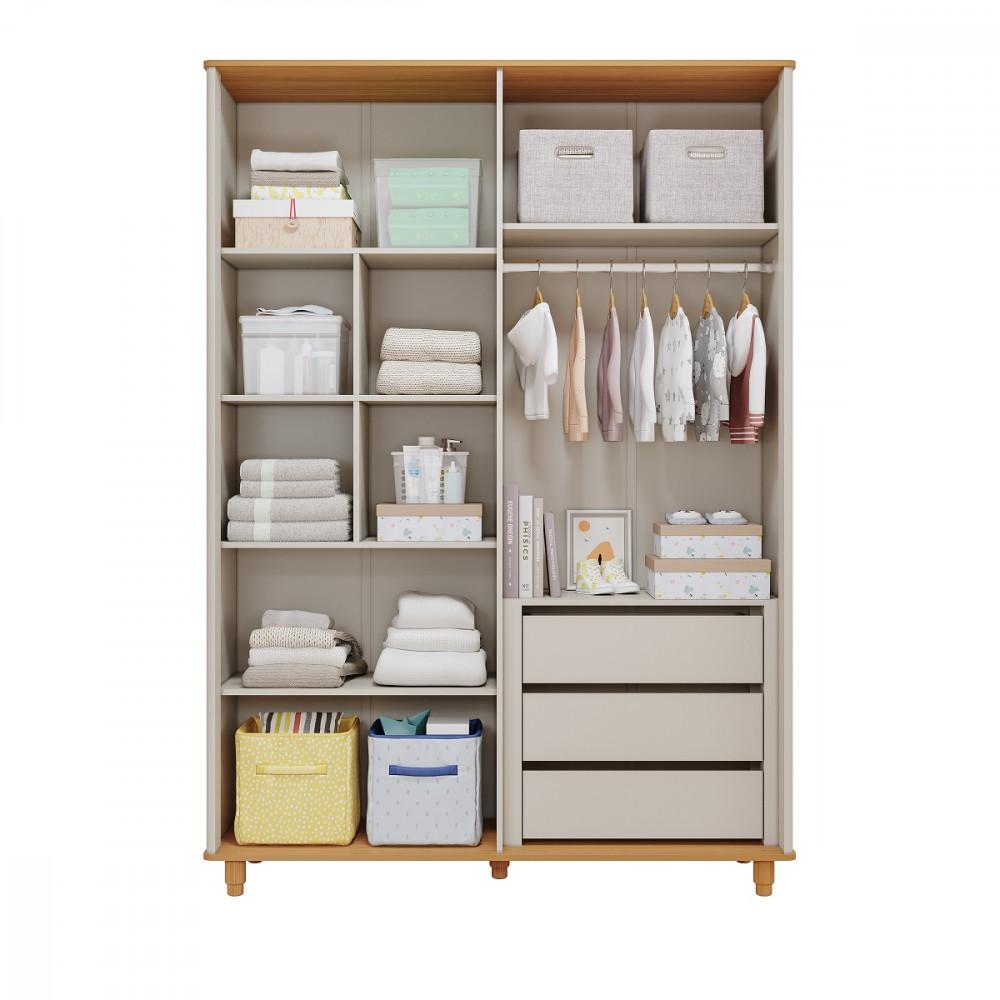 Quarto de Bebê Completo Berço Guarda Roupa 4 Portas e Cômoda 4 Gavetas 100 MDF Lívia Permobili - 8