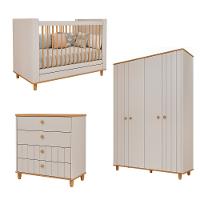 Quarto de Bebê Completo Berço Guarda Roupa 4 Portas e Cômoda 4 Gavetas 100 MDF Lívia Permobili - 2