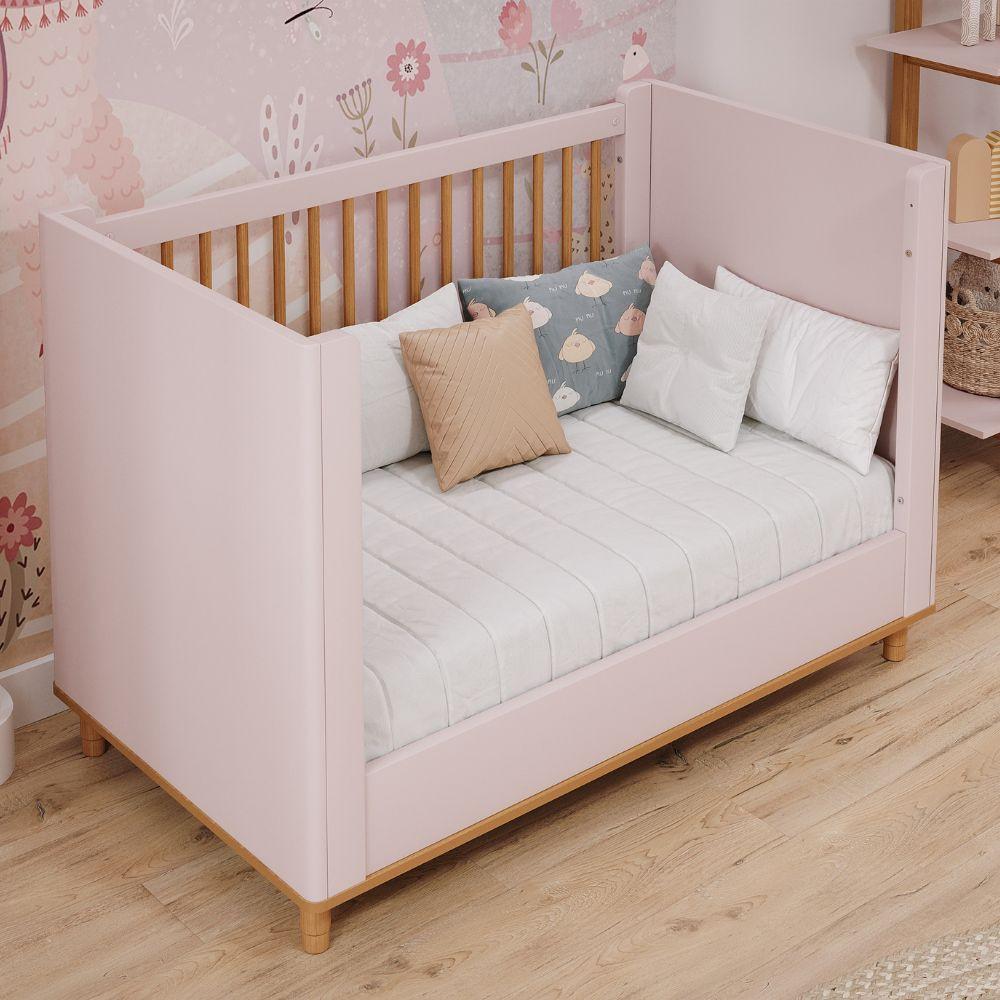 Quarto de Bebê Completo Berço Guarda Roupa 4 Portas e Cômoda 4 Gavetas 100 MDF Lívia Permobili - 4