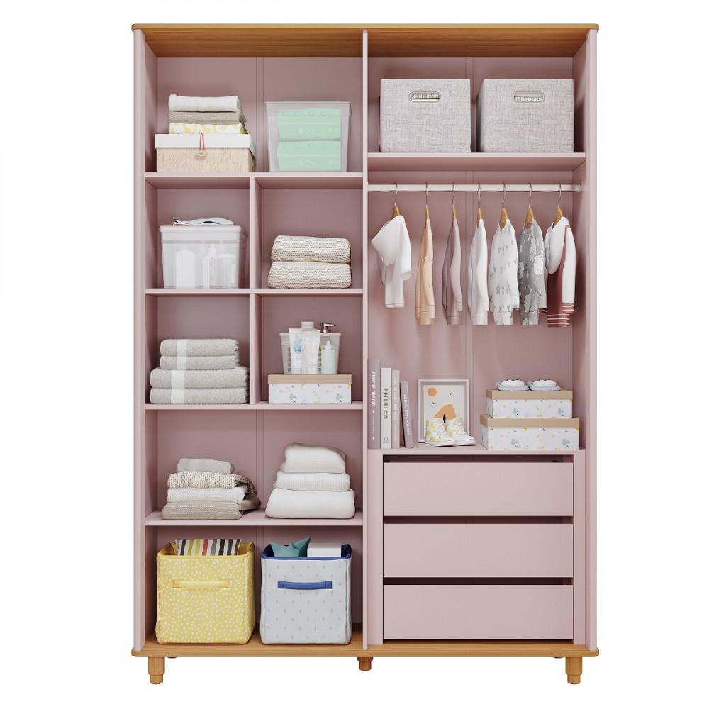Quarto de Bebê Completo Berço Guarda Roupa 4 Portas e Cômoda 4 Gavetas 100 MDF Lívia Permobili - 6