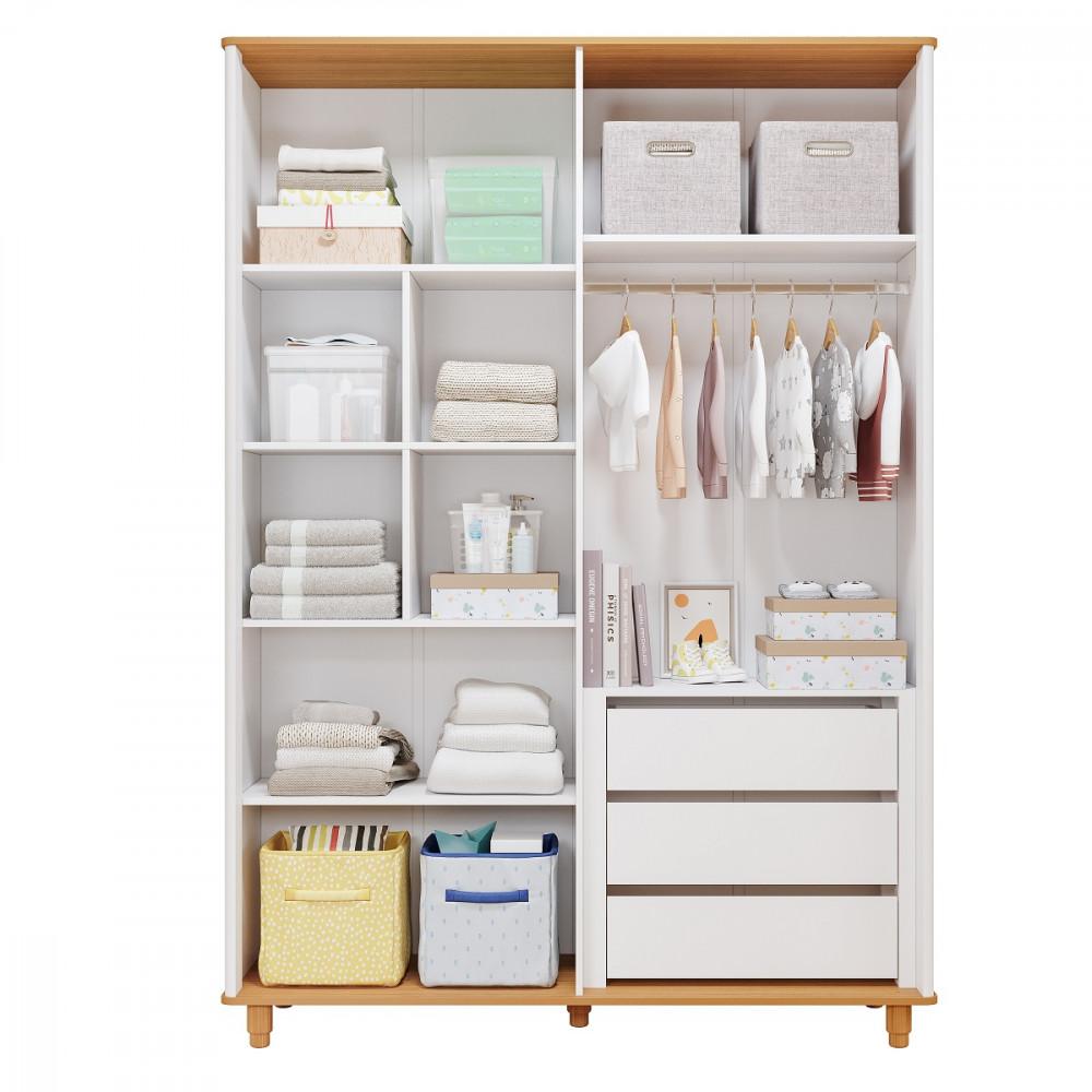 Quarto de Bebê Completo Berço Guarda Roupa 4 Portas e Cômoda 4 Gavetas 100 MDF Lívia Permobili - 5