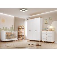 Quarto de Bebê Completo Berço Guarda Roupa 4 Portas e Cômoda 4 Gavetas 100 MDF Lívia Permobili - 1
