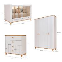 Quarto de Bebê Completo Berço Guarda Roupa 4 Portas e Cômoda 4 Gavetas 100 MDF Lívia Permobili - 3