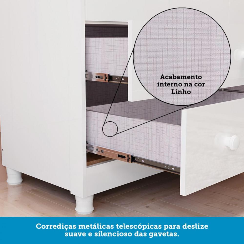 Quarto de Bebê Completo Berço Mini Cama Capitonê Guarda Roupa e Cômoda Janela Elô New Móveis Peroba - 7