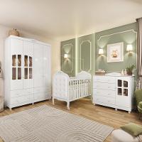 Quarto de Bebê Completo Berço Mini Cama Capitonê Guarda Roupa e Cômoda Janela Elô New Móveis Peroba - 1