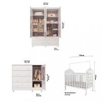 Quarto de Bebê Completo Berço Mini Cama Capitonê Guarda Roupa e Cômoda Janela Elô New Móveis Peroba - 3