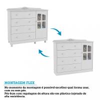 Quarto de Bebê Completo Berço Mini Cama Capitonê Guarda Roupa e Cômoda Janela Elô New Móveis Peroba - 5