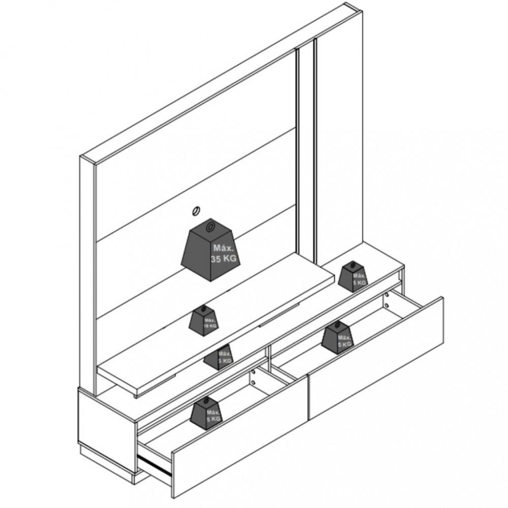 Estante home para TV até 75 Polegadas 2 Gavetas com Pes New Madetec - 3