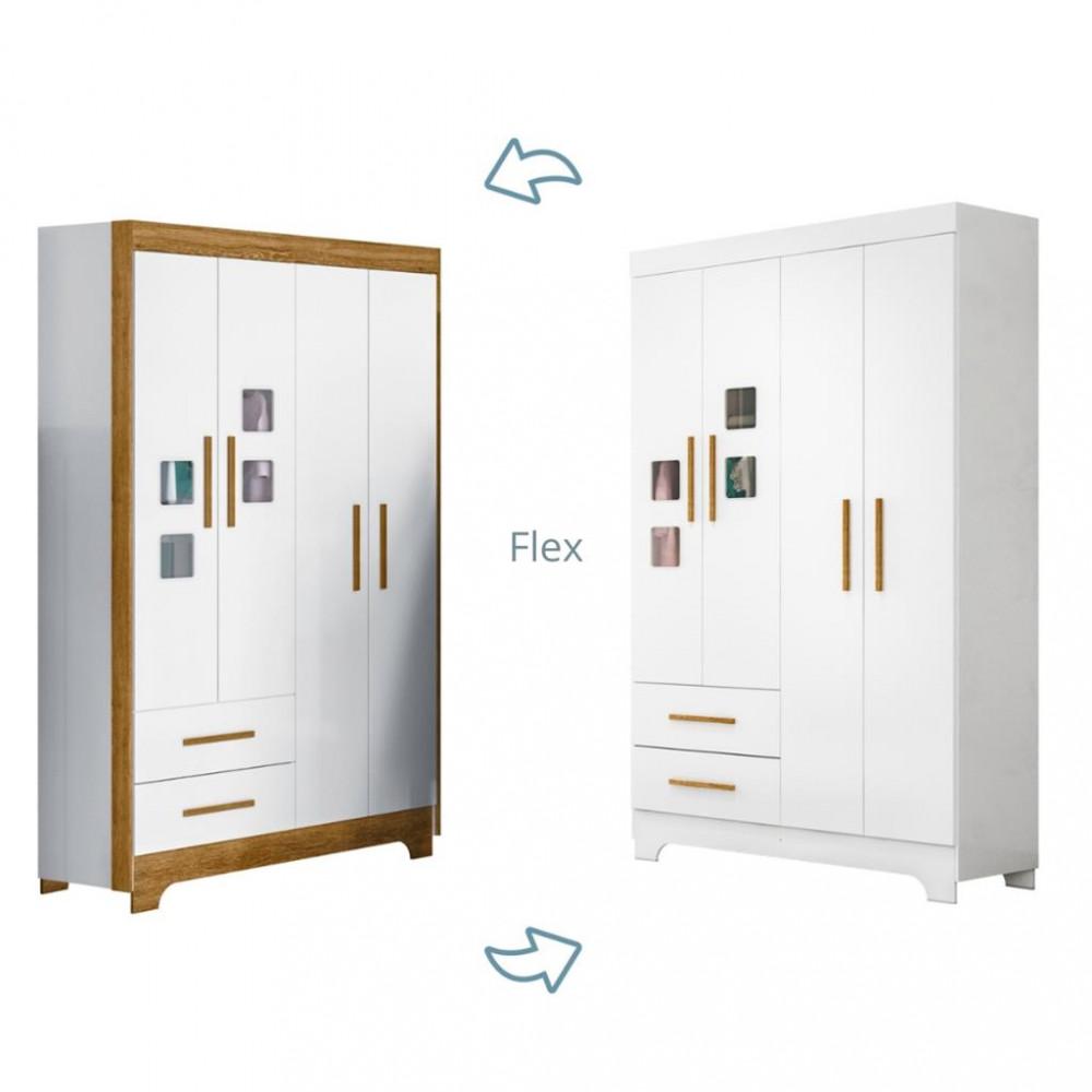 Guarda Roupa Infantil 4 Portas 2 Gavetas Flex Fly Tigus Baby - 2