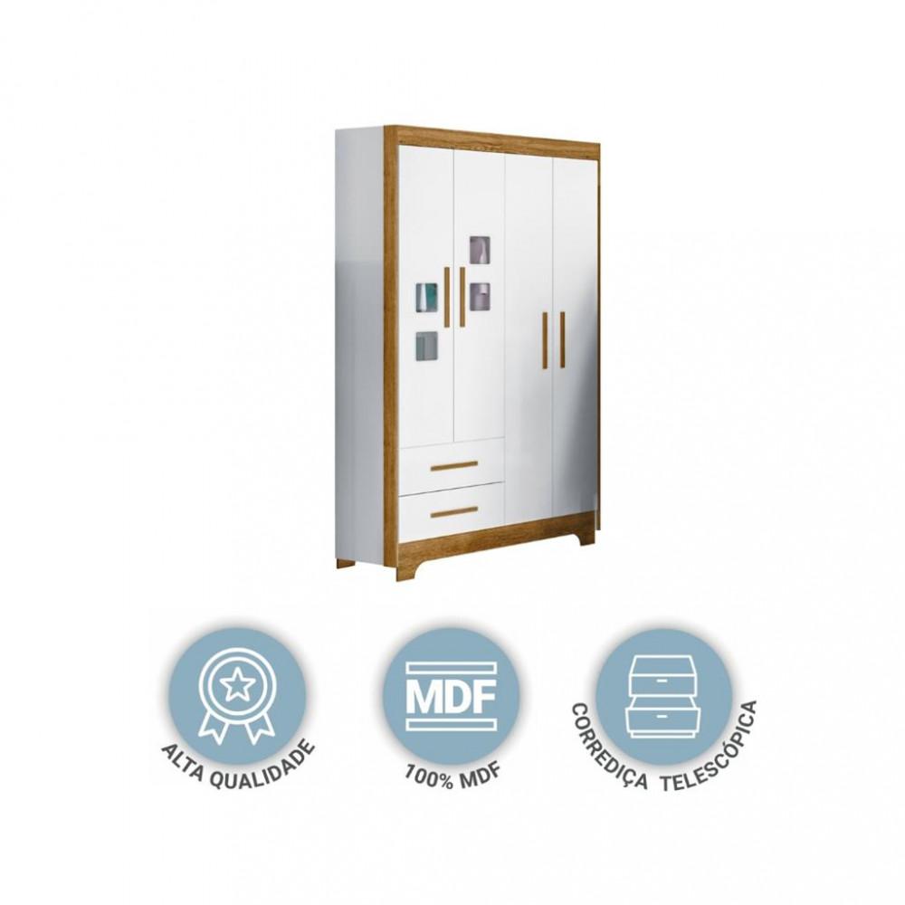 Guarda Roupa Infantil 4 Portas 2 Gavetas Flex Fly Tigus Baby - 5