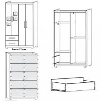 Guarda Roupa Infantil 4 Portas 2 Gavetas Flex Fly Tigus Baby - 7