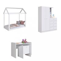 Quarto Infantil GuardaRoupa Cama Mesa e Cadeira Montessoriana Meu Fofinho Art in Moveis - 2