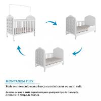 Quarto de Bebê Completo com Berço Mini Cama com capitonê Guarda-Roupa e Cômoda 100 MDF Elô New Móveis Peroba