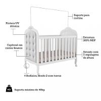 Quarto de Bebê Completo com Berço Mini Cama com capitonê Guarda-Roupa e Cômoda 100 MDF Elô New Móveis Peroba - 5