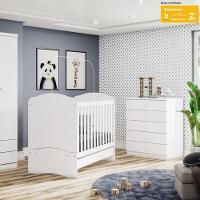 Quarto de Bebê Berço Mini Cama e Cômoda 5 Gavetas Bala de Menta Henn - 1