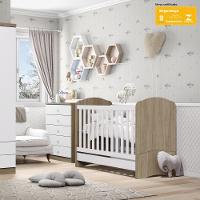 Quarto de Bebê Berço Mini Cama e Cômoda 5 Gavetas Bala de Menta Henn - 1