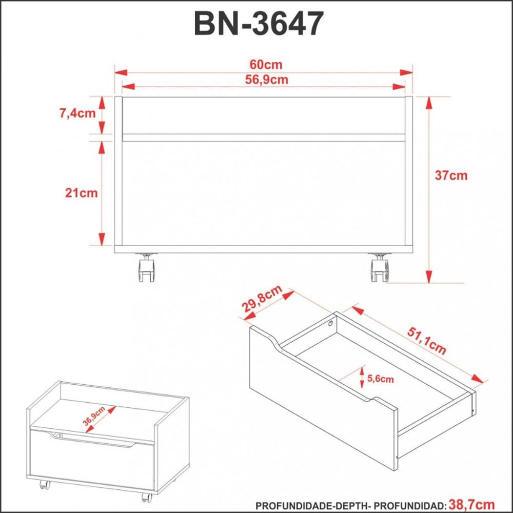Armário para Banheiro 1 Gaveta Rodízio BN3647 Tecno Mobili - 4
