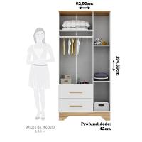 Guarda Roupa Infantil 3 Portas 2 Gavetas MDF Popy Retro Peroba - 3