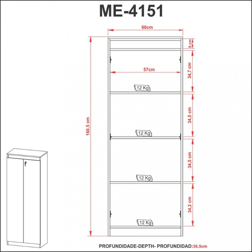 Estante para Escritório 2 Portas com Chave ME4151 Tecno Mobili - 4