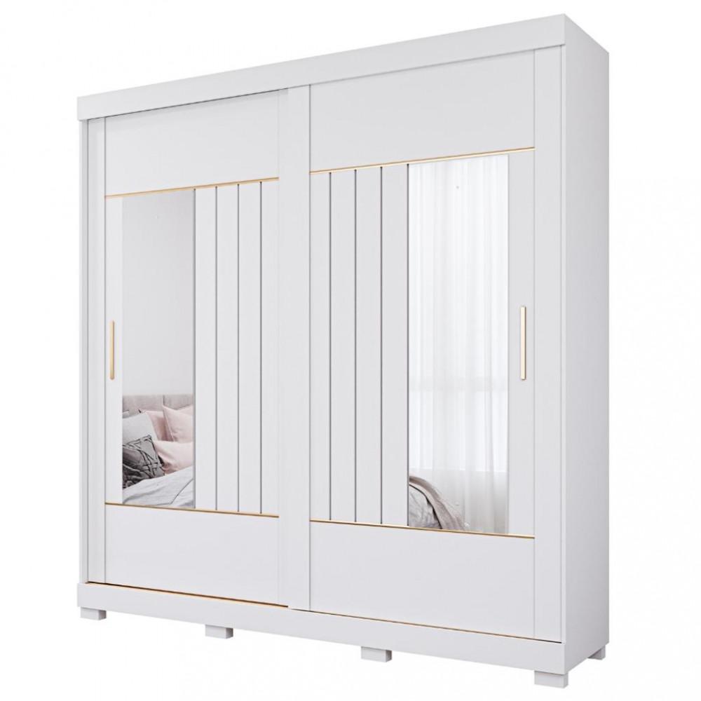 Guarda Roupa Casal com Espelho e Pés 2 Portas de Correr 100 MDF Ayla Panan - 2