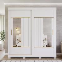 Guarda Roupa Casal com Espelho e Pés 2 Portas de Correr 100 MDF Ayla Panan - 1